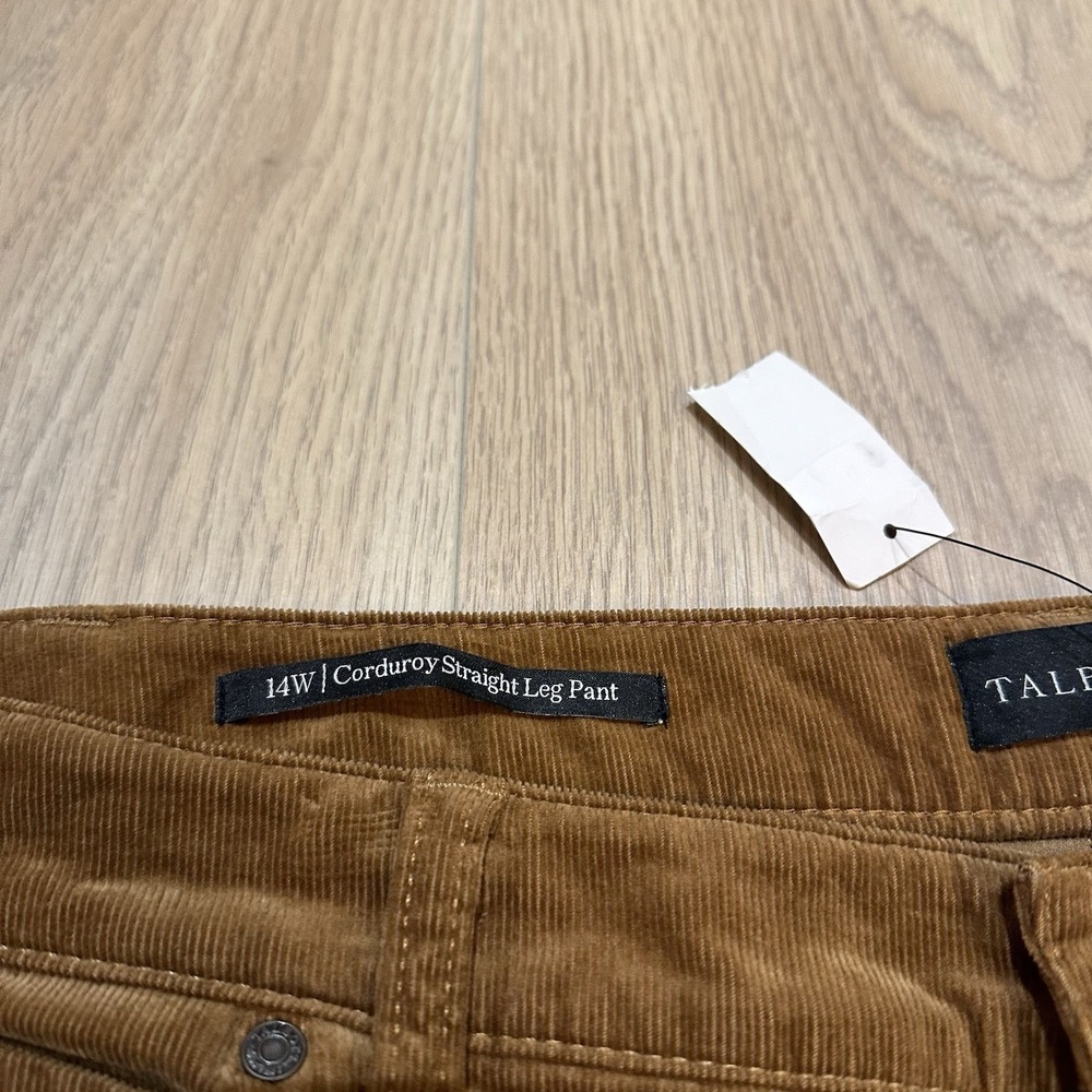 NWT Talbots Pants Womens 14W Brown Corduroy Slimming Straight Leg - Picture 2 of 8